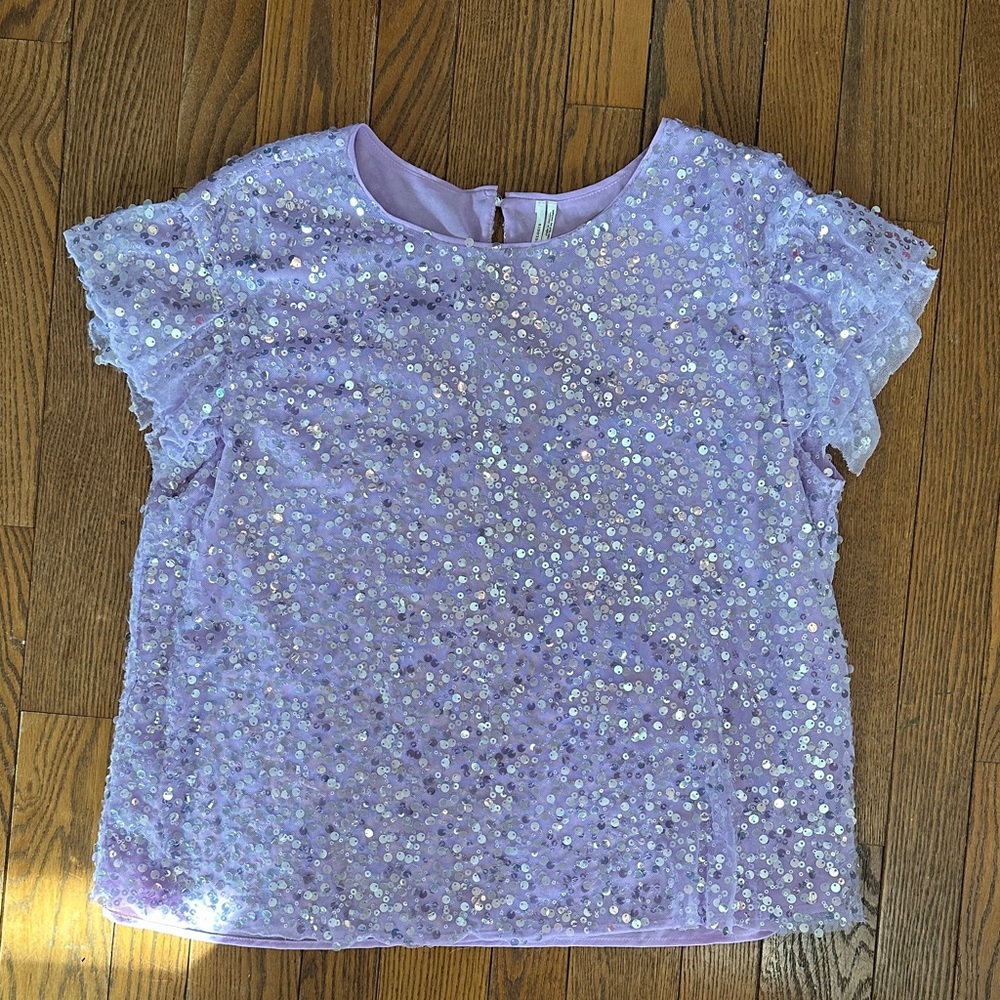 Anthropologie Lilac Sequin blouse